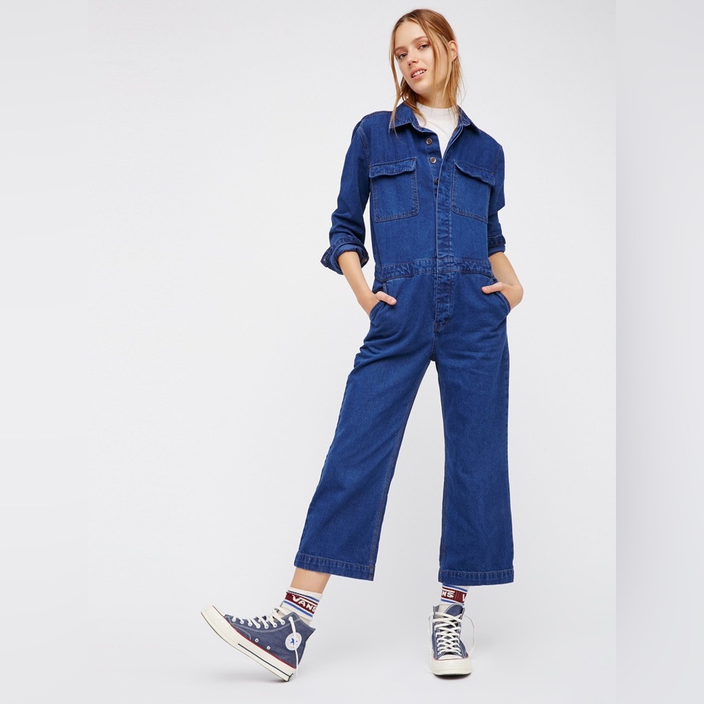 BRAND NEW! RARE ✨Free People Denim Coverall Jumpsuit